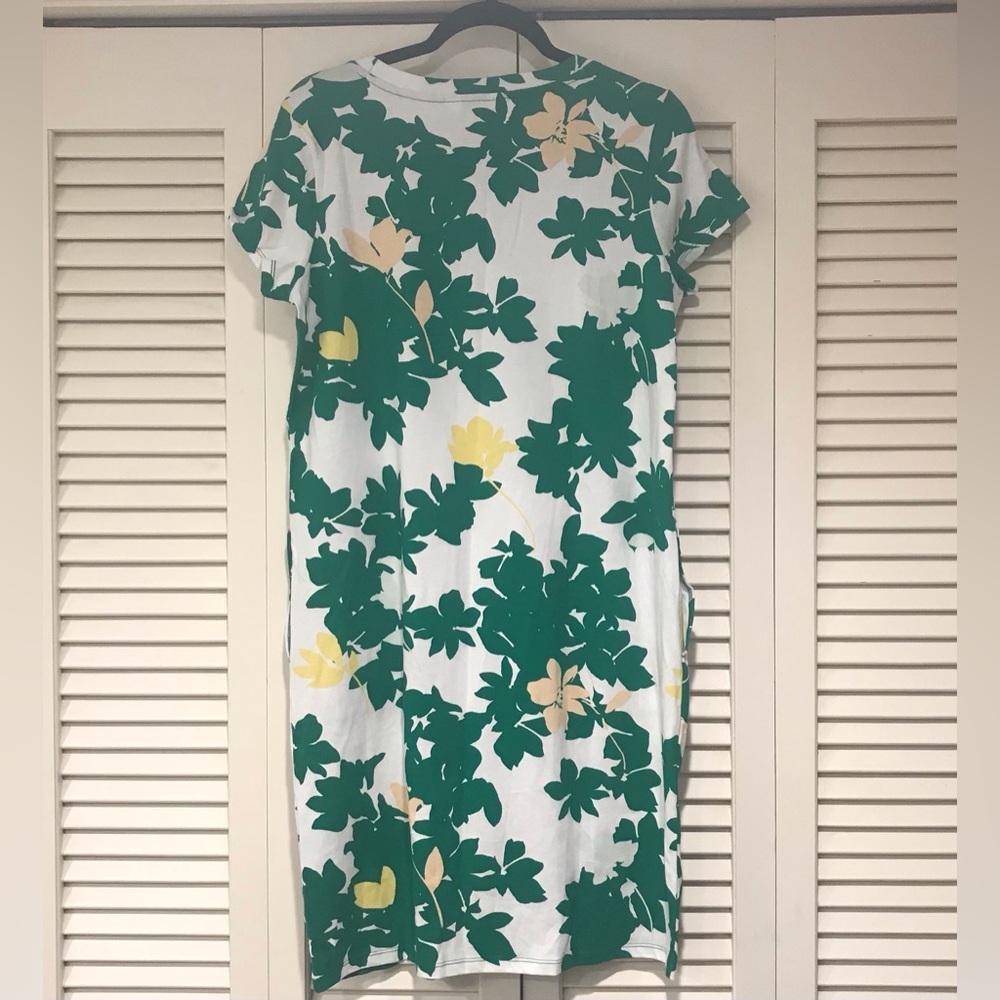 LIZ CLAIBORNE Shift Dress, M, Green/White/Yellow Floral Print, Cotton—NWOT - Picture 2 of 5